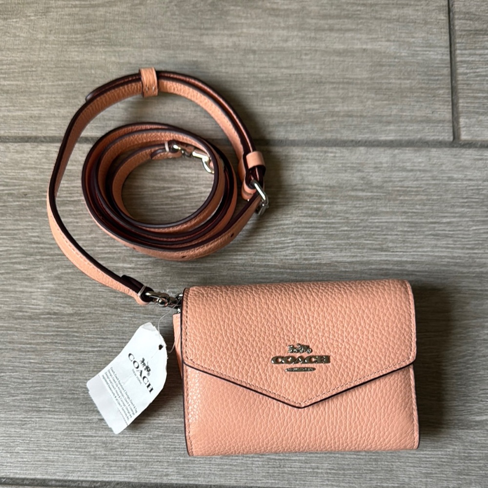 Coach Mini Envelope Wallet with Strap in Faded Blush NWT - sold out